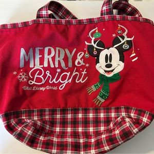 Walt Disney World Mickey Christmas plaid Disney Parks Bag Micke Travel Tote